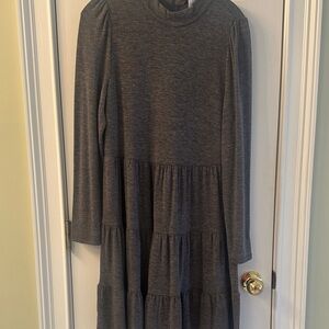 Ann Taylor Gray Tiered Midi Dress